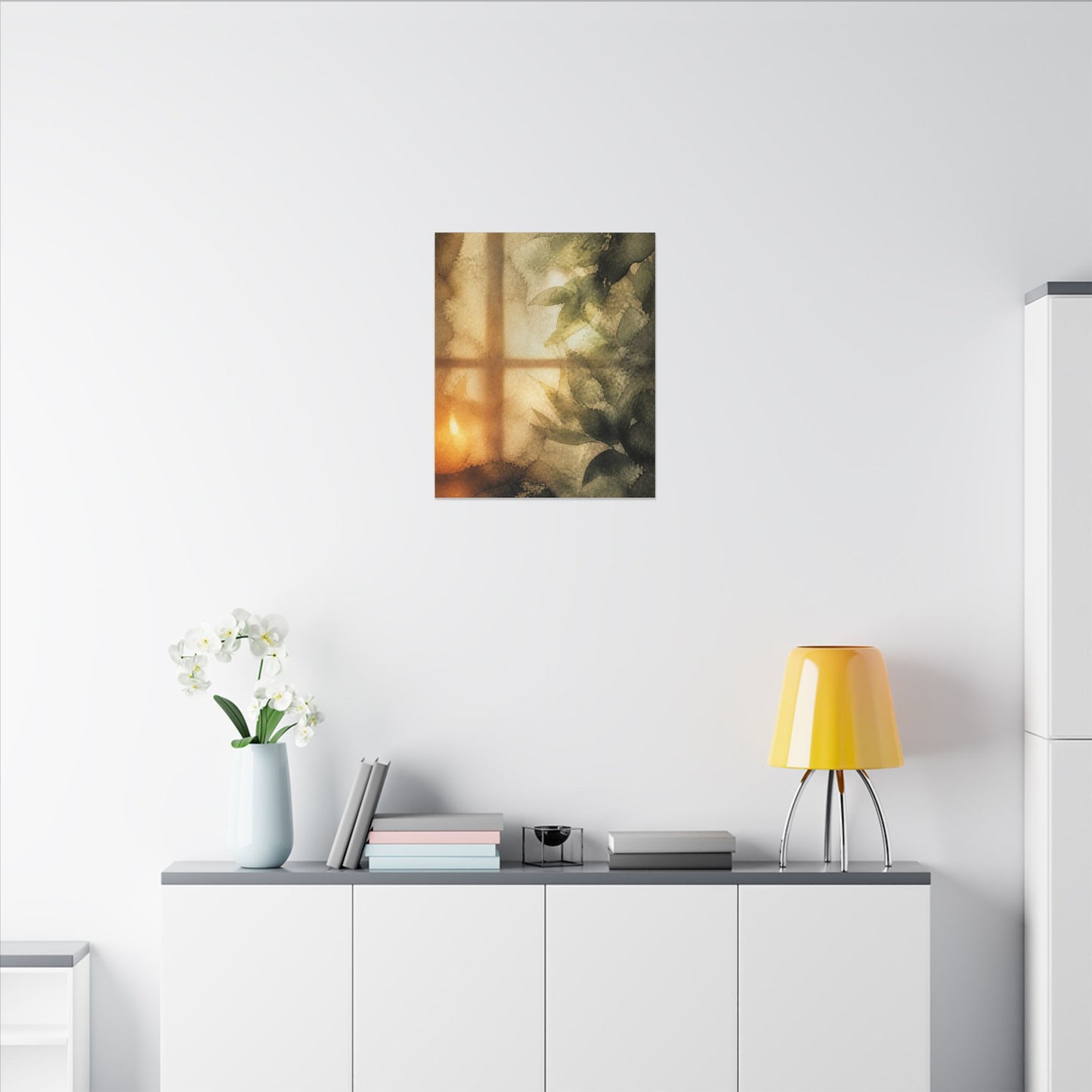 Cozy Shoji Screen Canvas Art - Watercolor Japandi