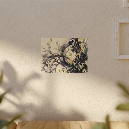 Ma Shadow Play Canvas Art - Dark Japandi Charcoal Ink