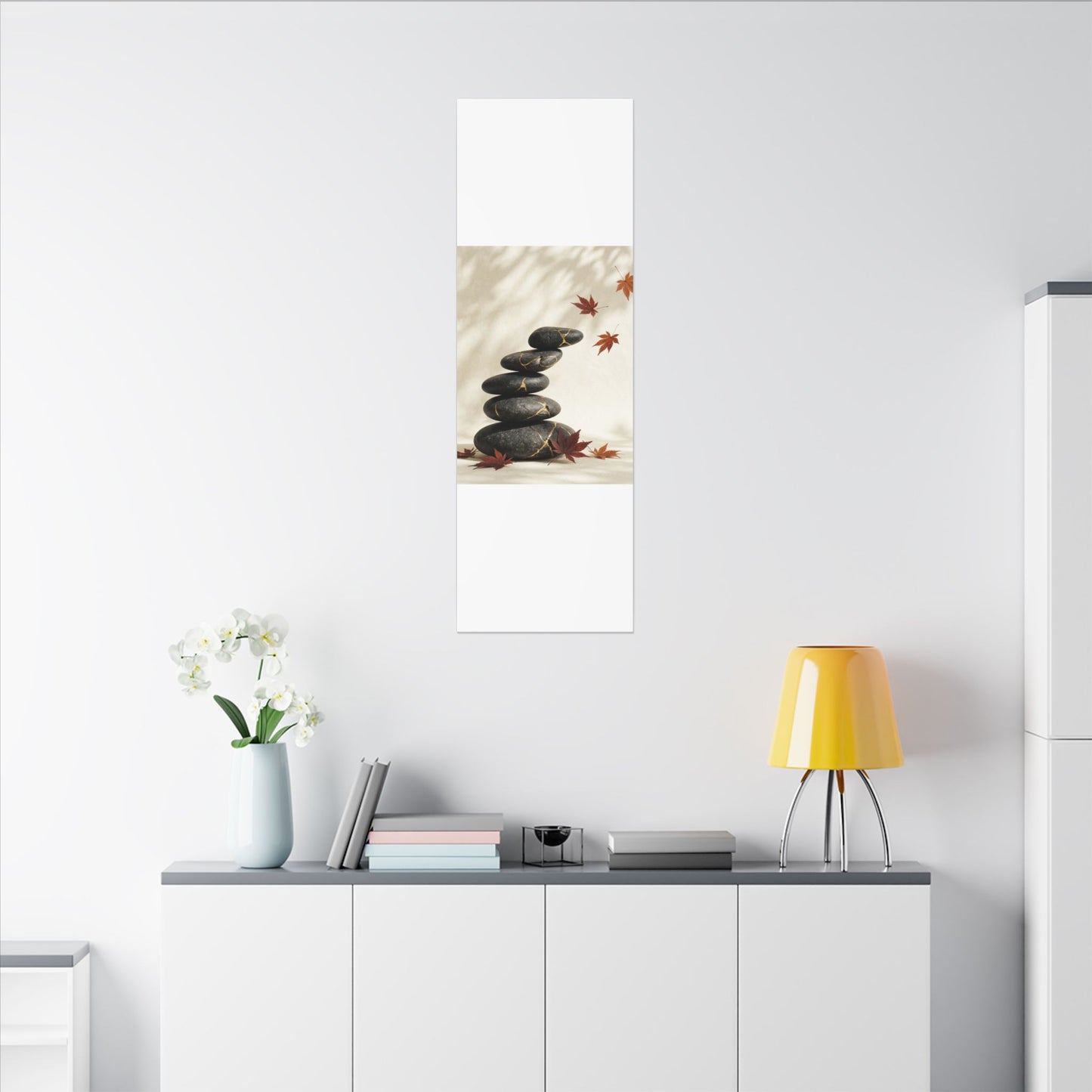 Kintsugi River Stones in Dappled | Crackle Gold Canvas Art