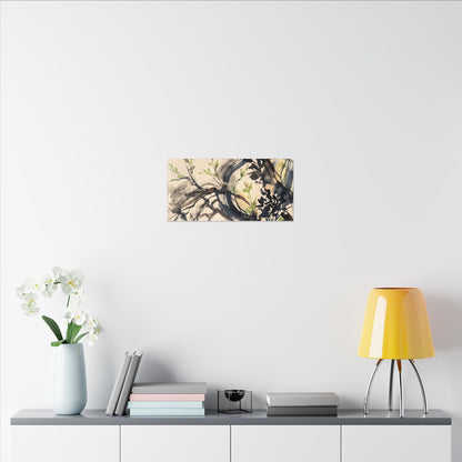 Ma Shadow Play Canvas Art - Dark Japandi Charcoal Ink