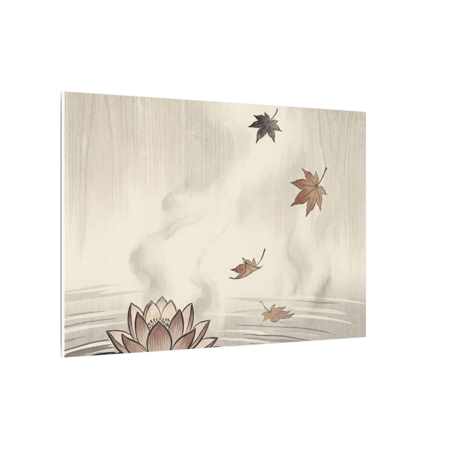 Lotus Flower Canvas Art | Autumn Zen Ukiyo E Inspired Art