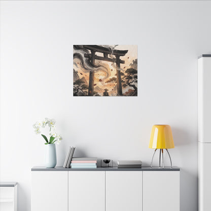 Torii Gate Ukiyo E Inspired Canvas Art | Serene Zen Art