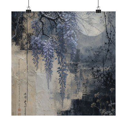 Moonlight Wisteria Wall Art Print - Japandi Seijaku