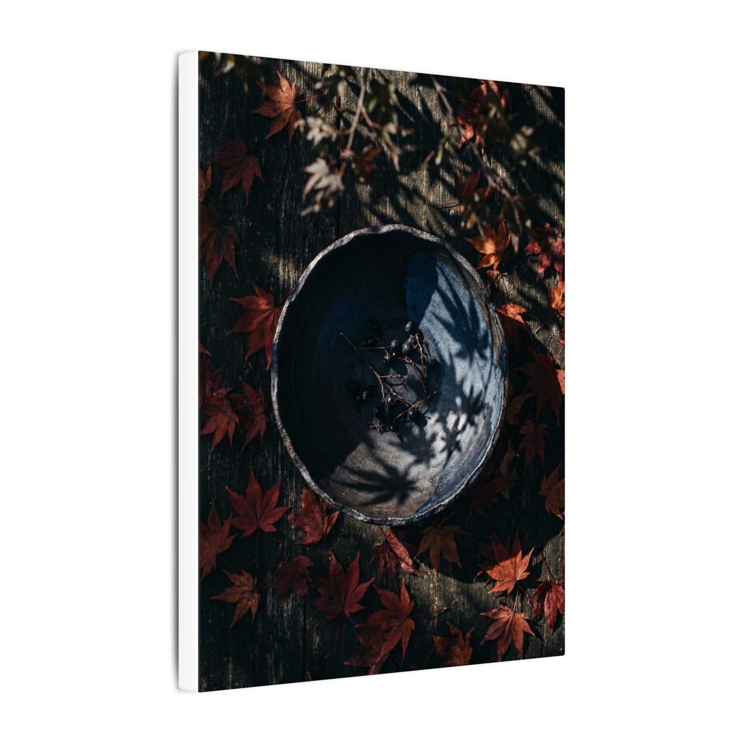 Autumn Ceramic Bowl Shadow Zen Canvas Art | Bold Decor