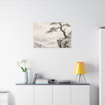 Seijaku Pine Tree Canvas Art - Japandi Japanese Pattern