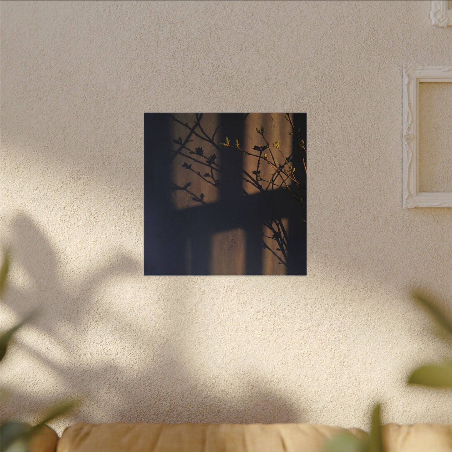 Shadow Play Canvas Art | Spring Dark Japandi Shadow Zen Art