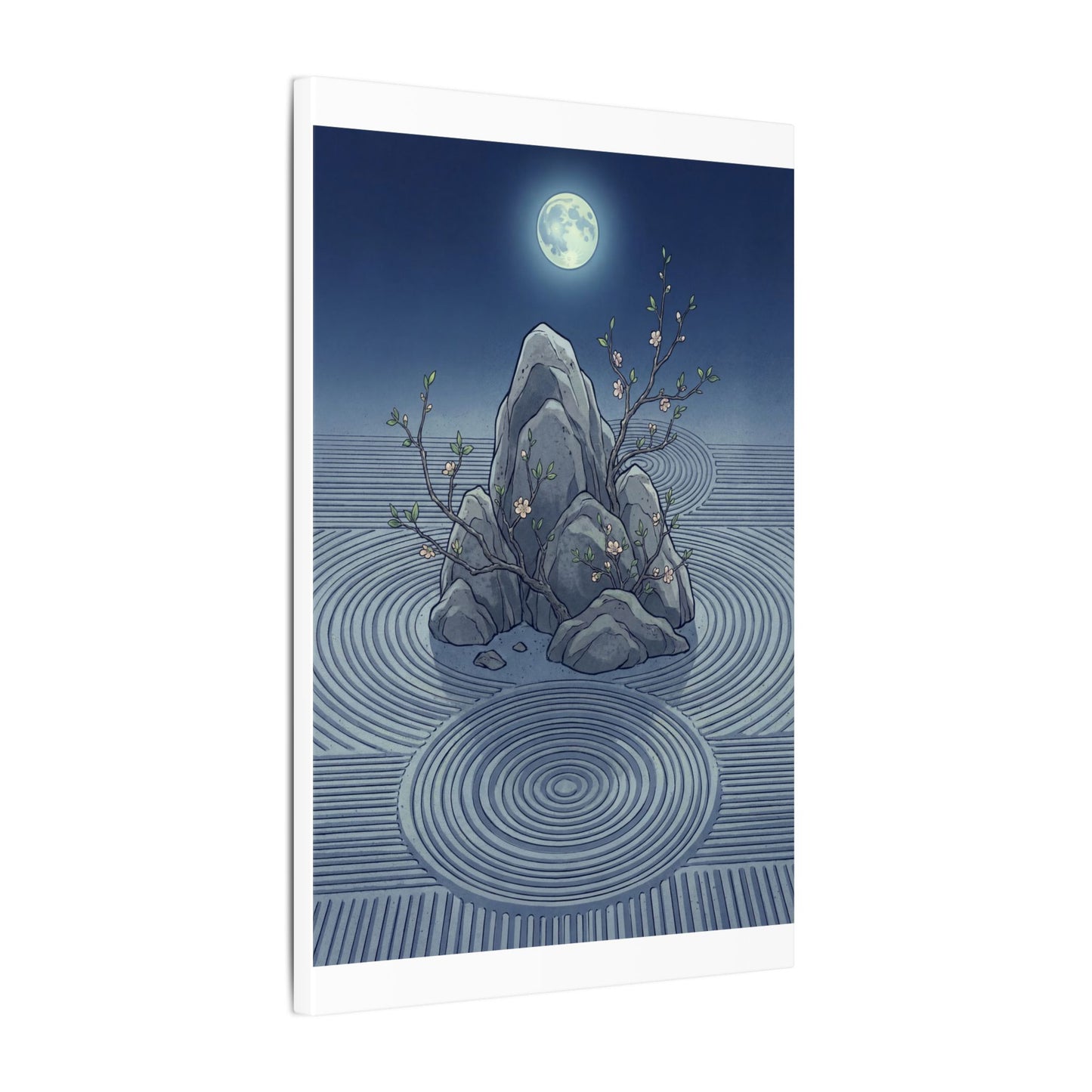Spring Rock Garden Ukiyo E Inspired Canvas Art | Tranquil Decor