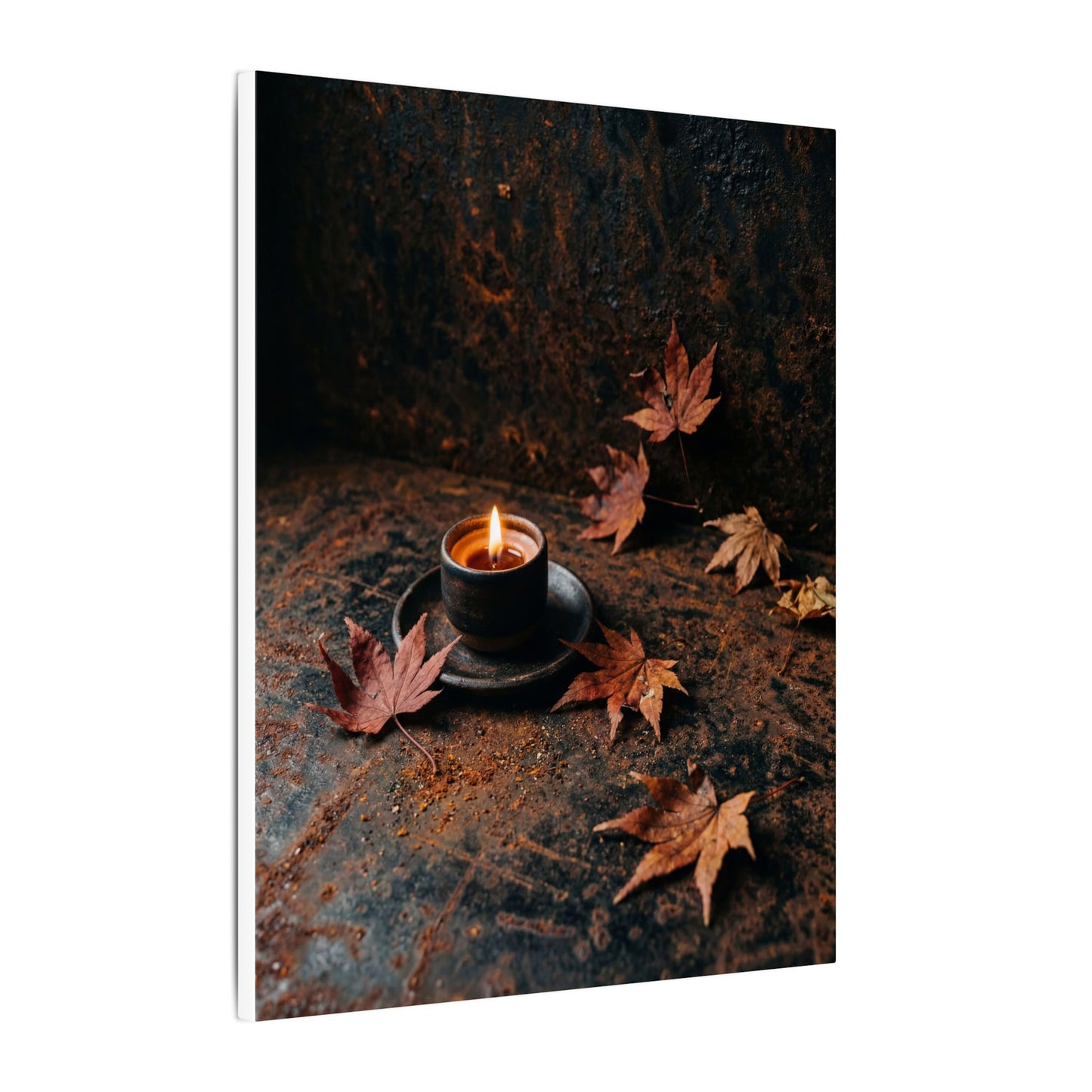 Dark Japandi Rust Patina in Candlelight | Shadow Zen Canvas Art