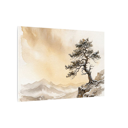 Pine Tree Canvas Art | Winter Japandi Watercolor Art
