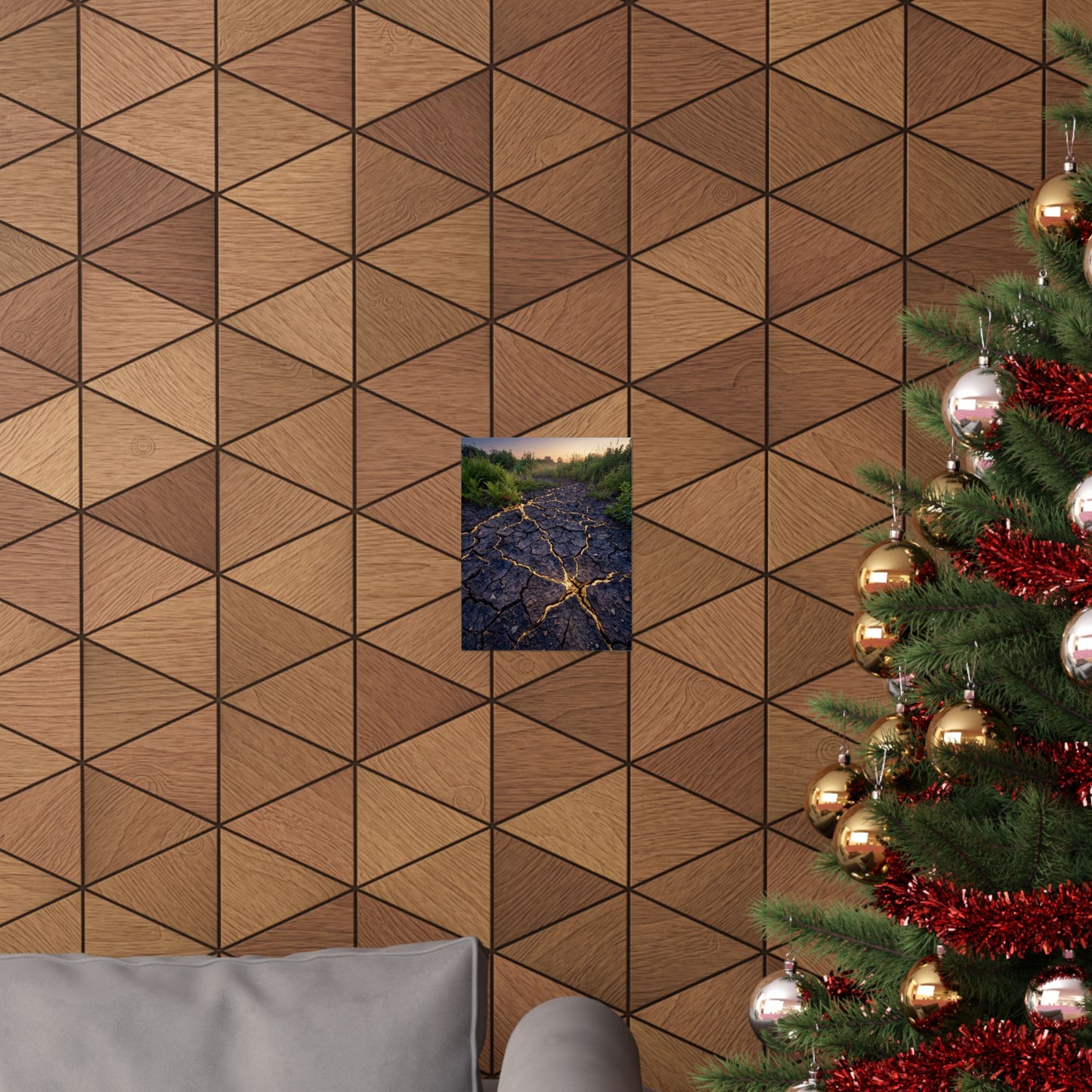 Cracked Earth Crackle Gold Wall Art Print | Beautiful Kintsugi Art