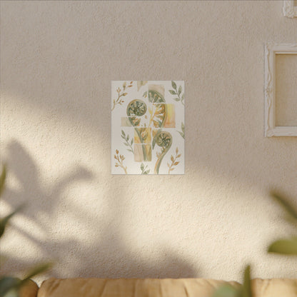 Earthy Fern Unfurling Canvas Art - Watercolor Japandi