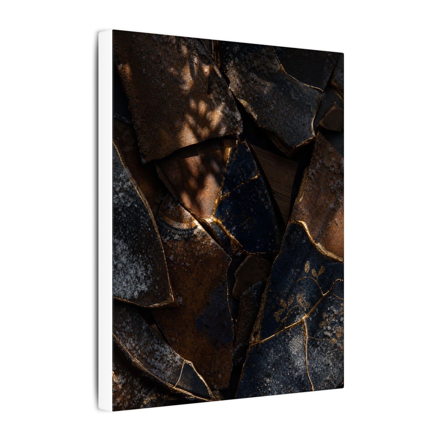 Fukinsei Broken Pottery Canvas Art - Dark Japandi Dark Texture