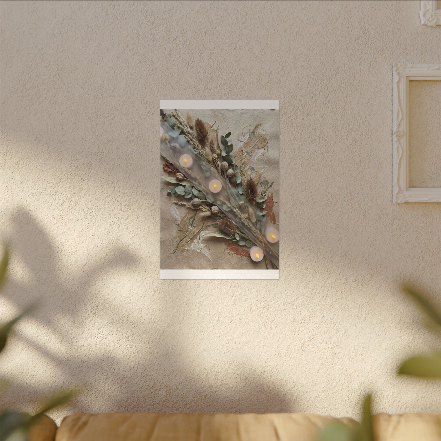 Candlelight Dried Flowers Canvas Art - Japandi Kanso