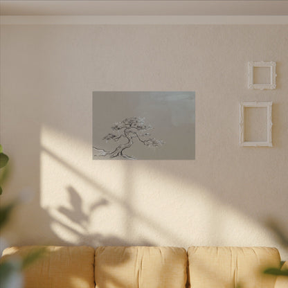 Pine Tree Minimal Line Canvas Art | Warm Japandi Art