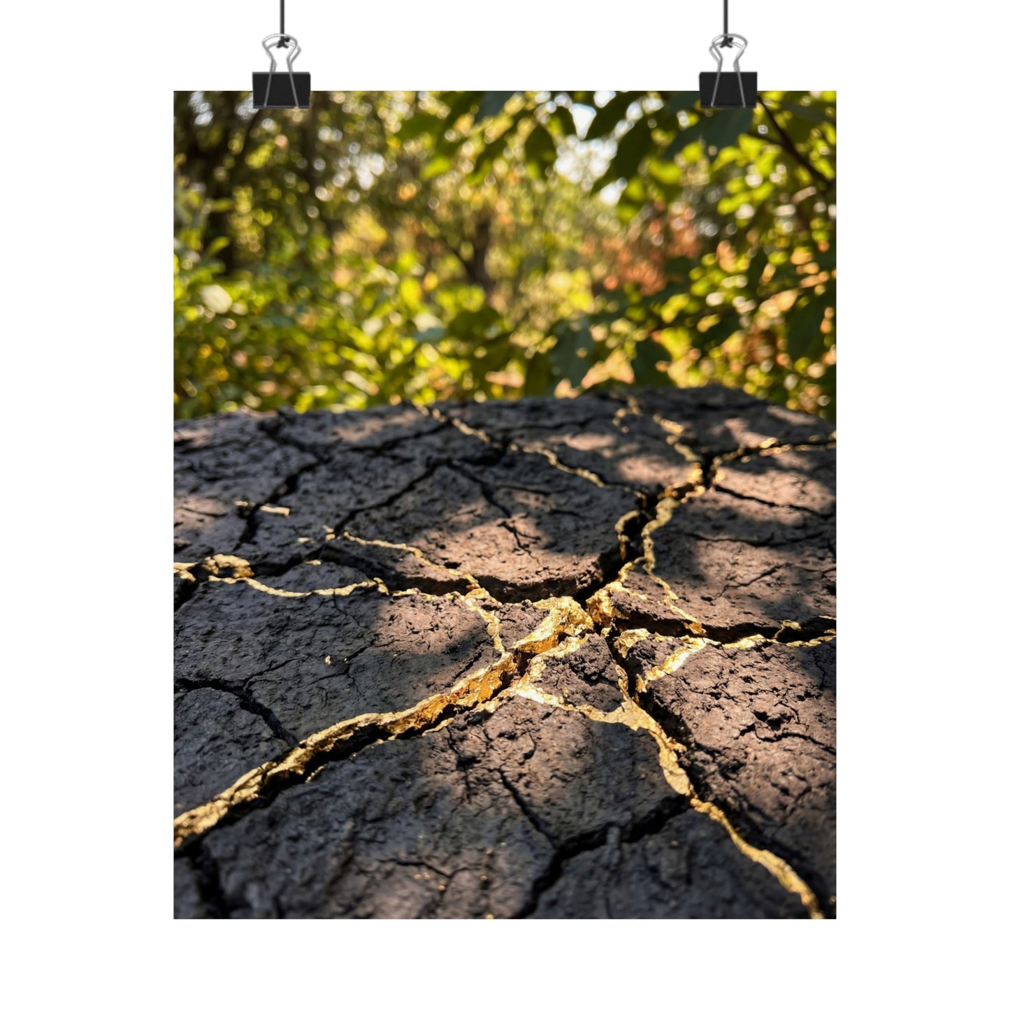 Cracked Earth Wall Art Print | Summer Kintsugi Gold Repair Art Art Print