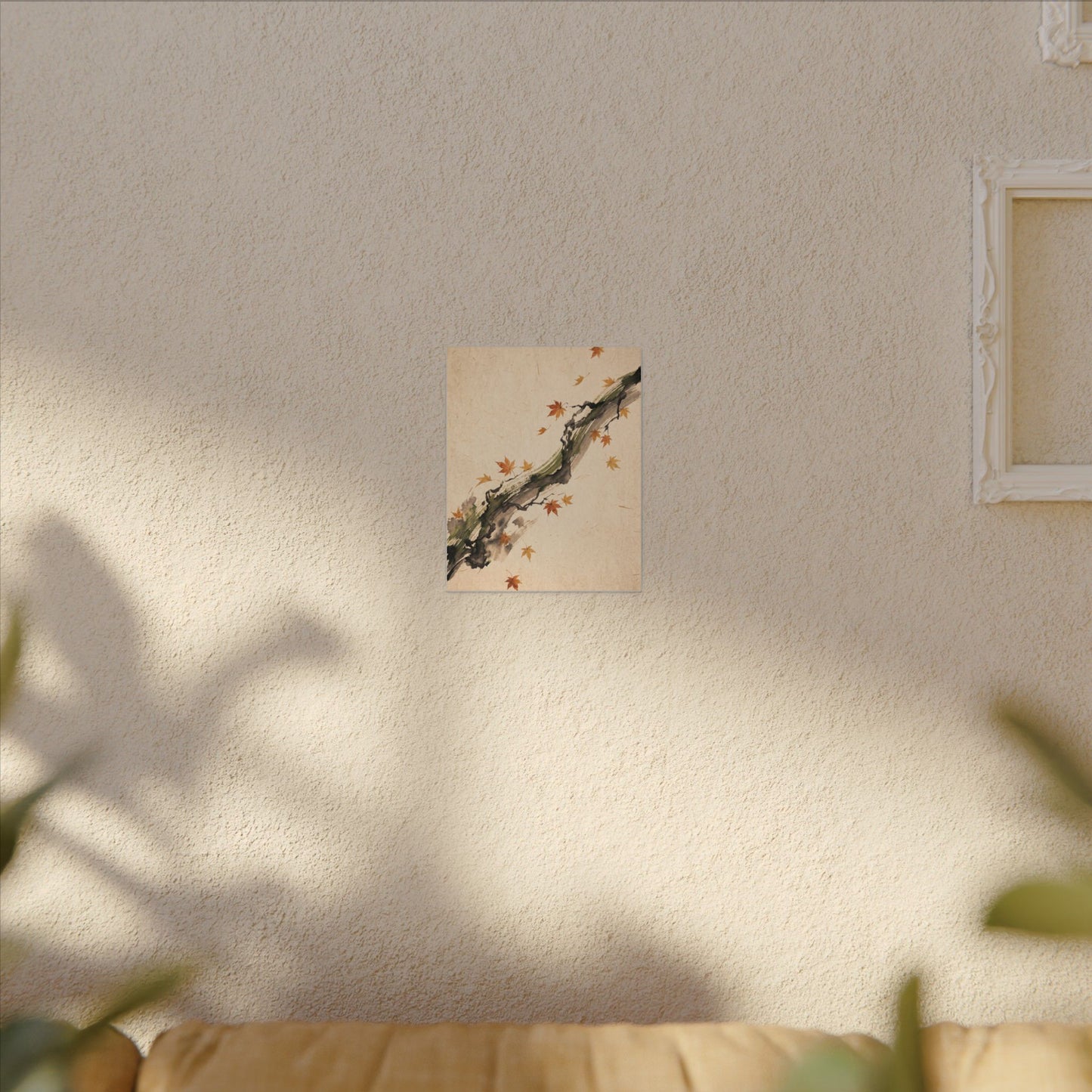 Ink Brushstroke Autumn Canvas Art | Zen Calm Design