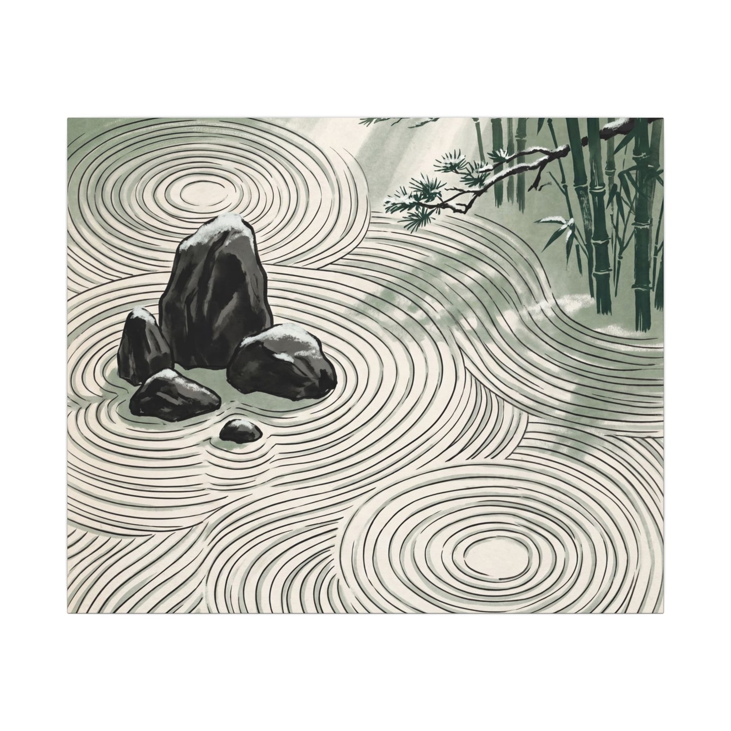 Shibui Rock Garden Canvas Art - Zen Ukiyo E Inspired