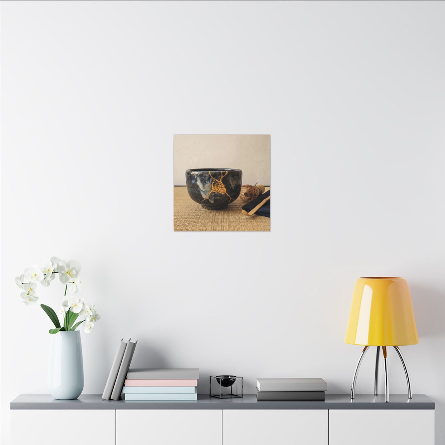 Kanso Tea Ceremony Canvas Art - Kintsugi Gold Vein