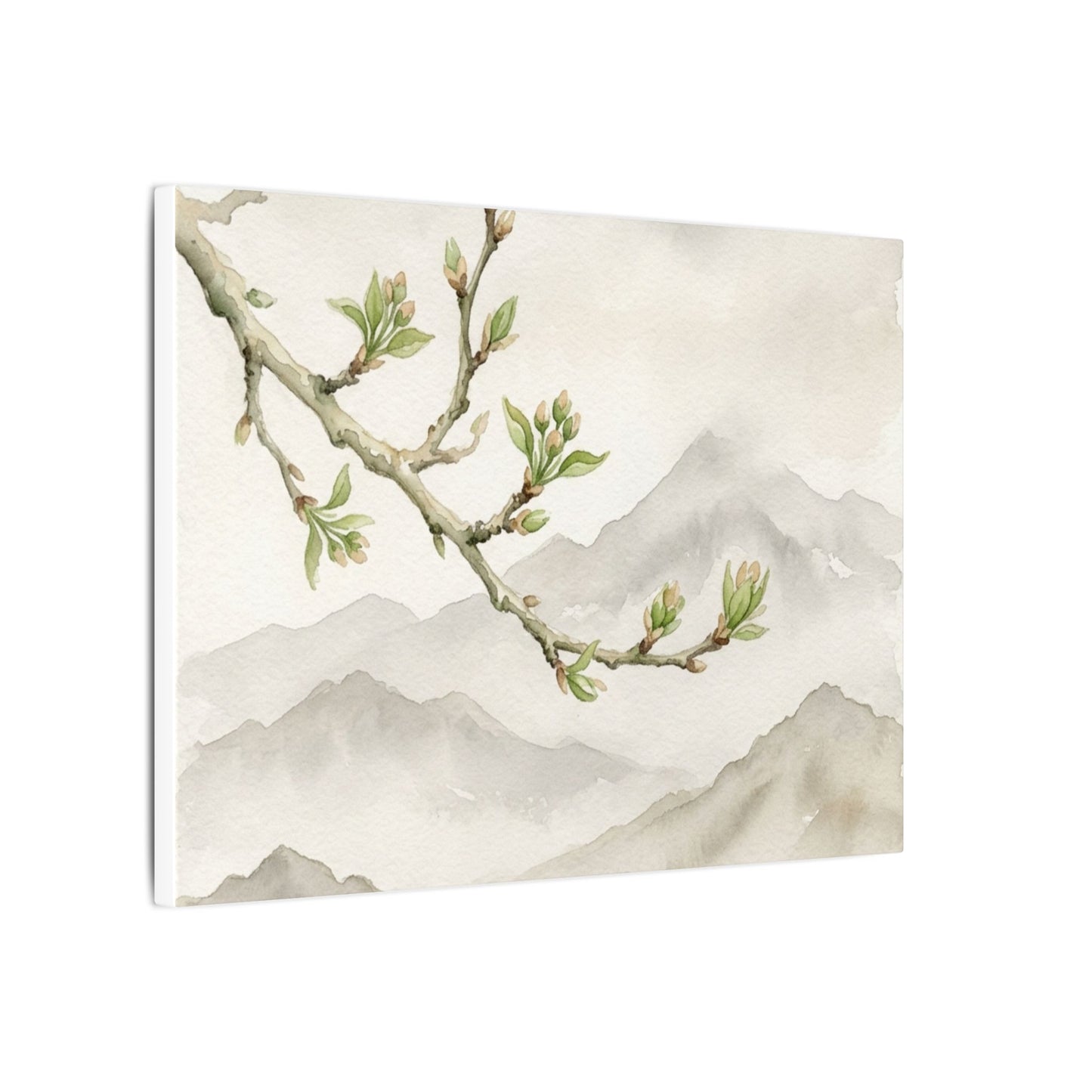 Spring Mountain Mist Watercolor Canvas Art | Cozy Decor