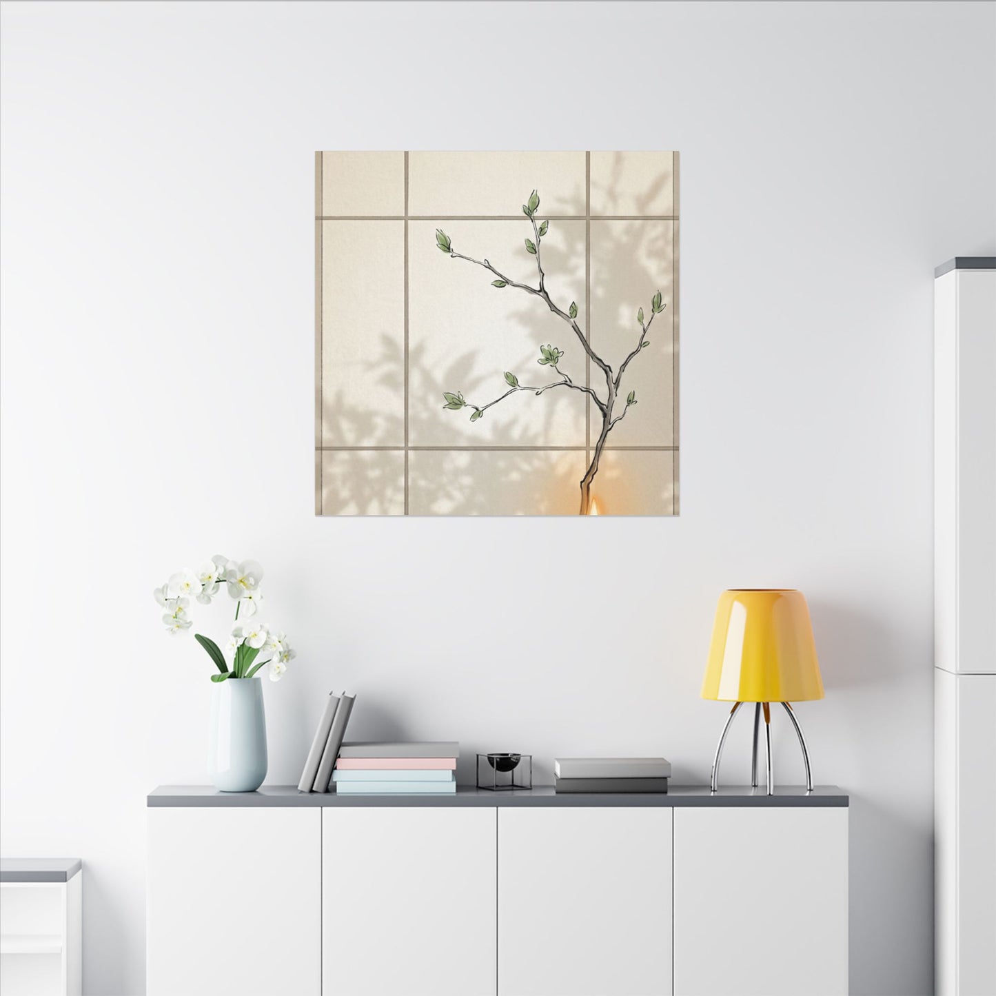 Shoji Screen Spring Canvas Art | Japandi Cozy Design
