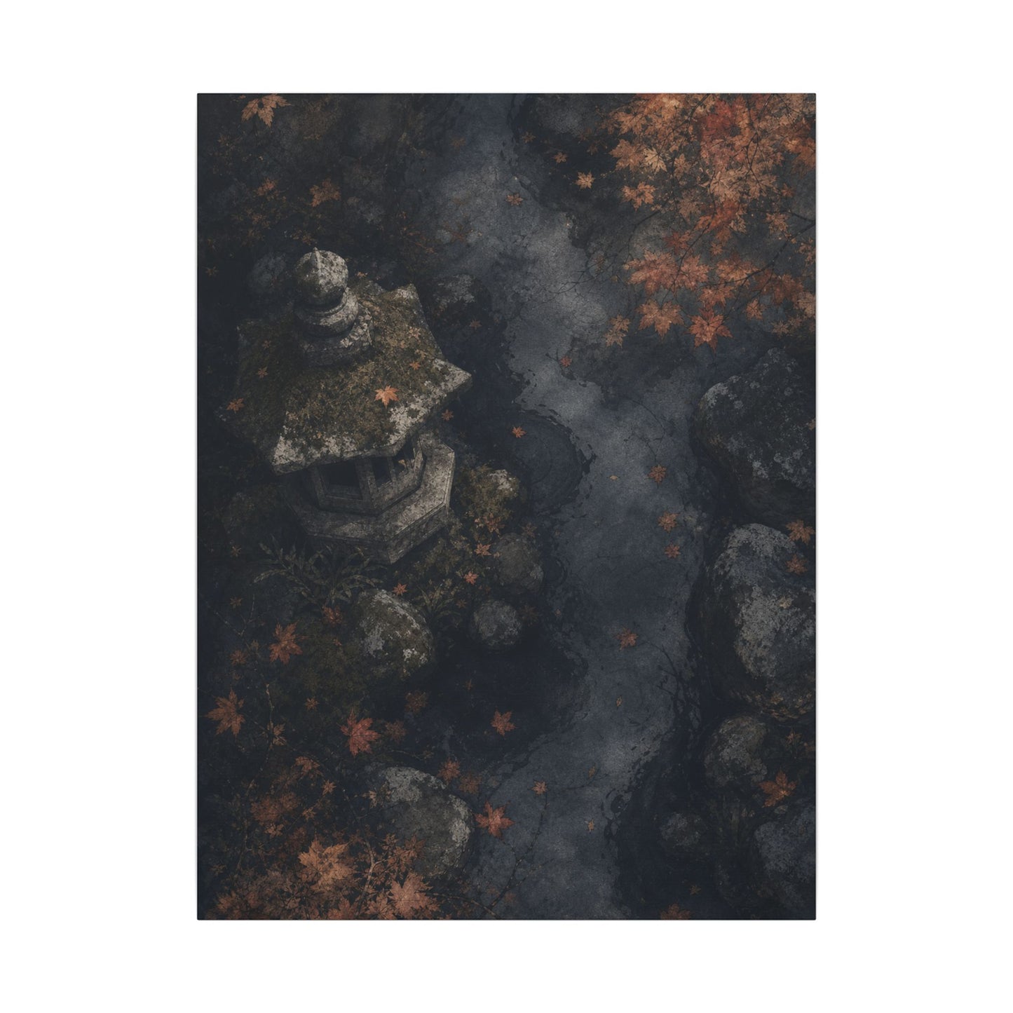 Stone Lantern Canvas Art | Autumn Japandi Texture Art