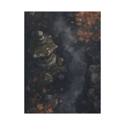 Stone Lantern Canvas Art | Autumn Japandi Texture Art