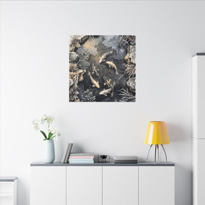 Koi Pond Canvas Art | Winter Japandi Japanese Pattern Art
