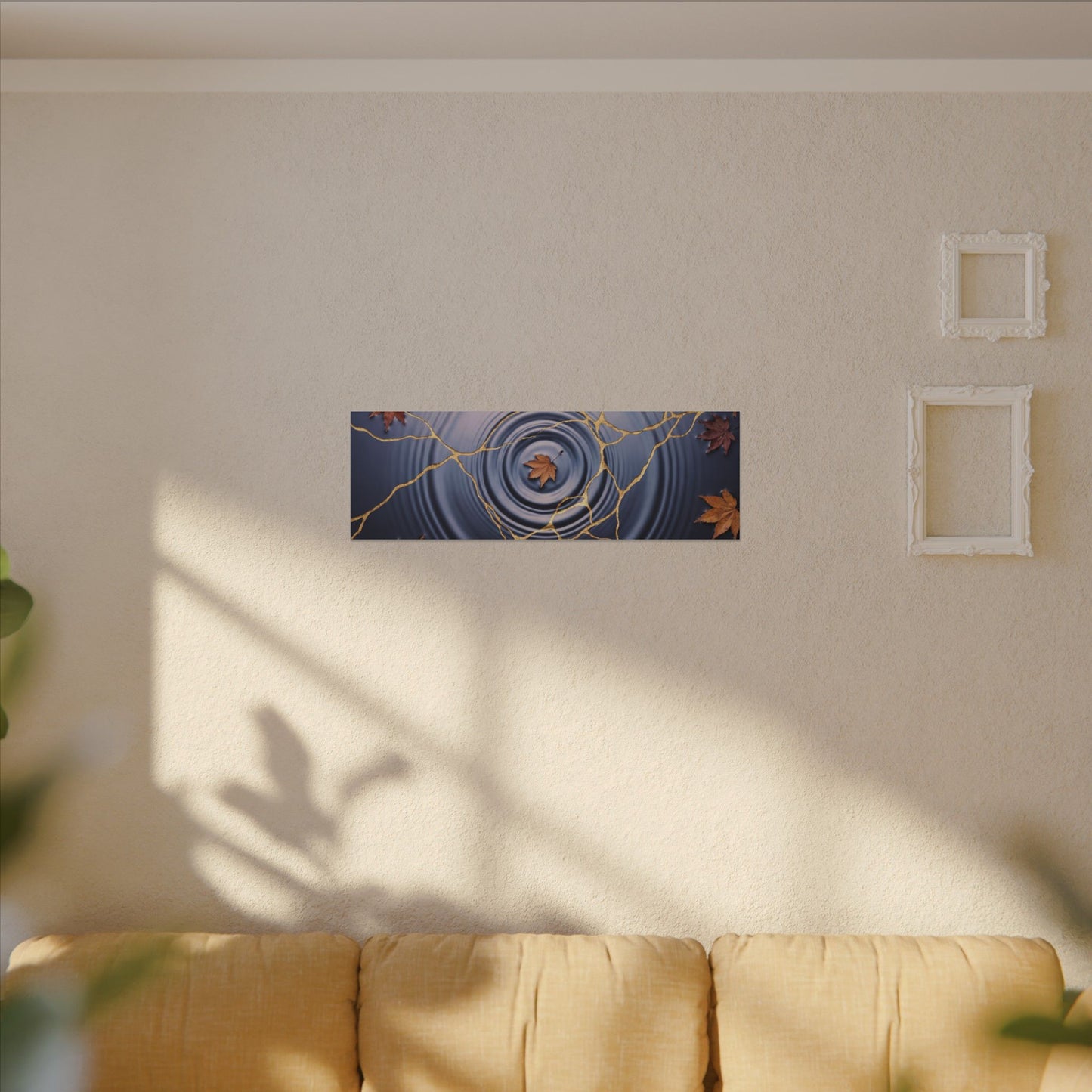 Kintsugi Water Ripple in Dawn | Gold Vein Canvas Art