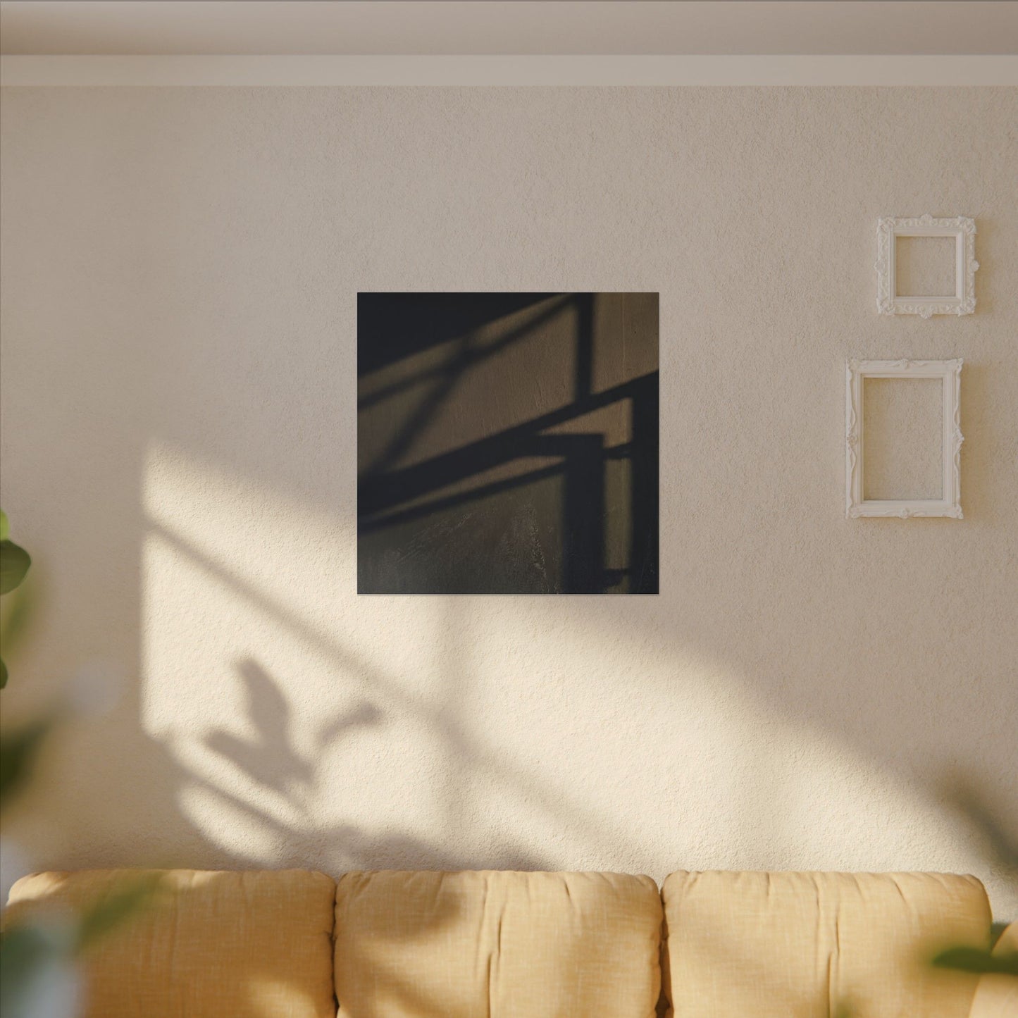 Sophisticated Shadow Play Canvas Art - Moody Minimal Dark Japandi