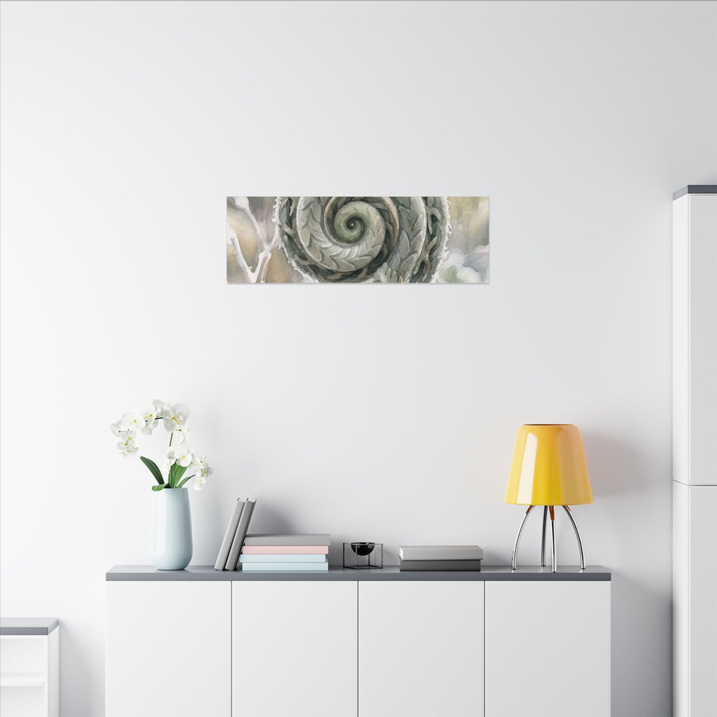 Winter Fern Unfurling Watercolor Canvas Art | Cozy Decor