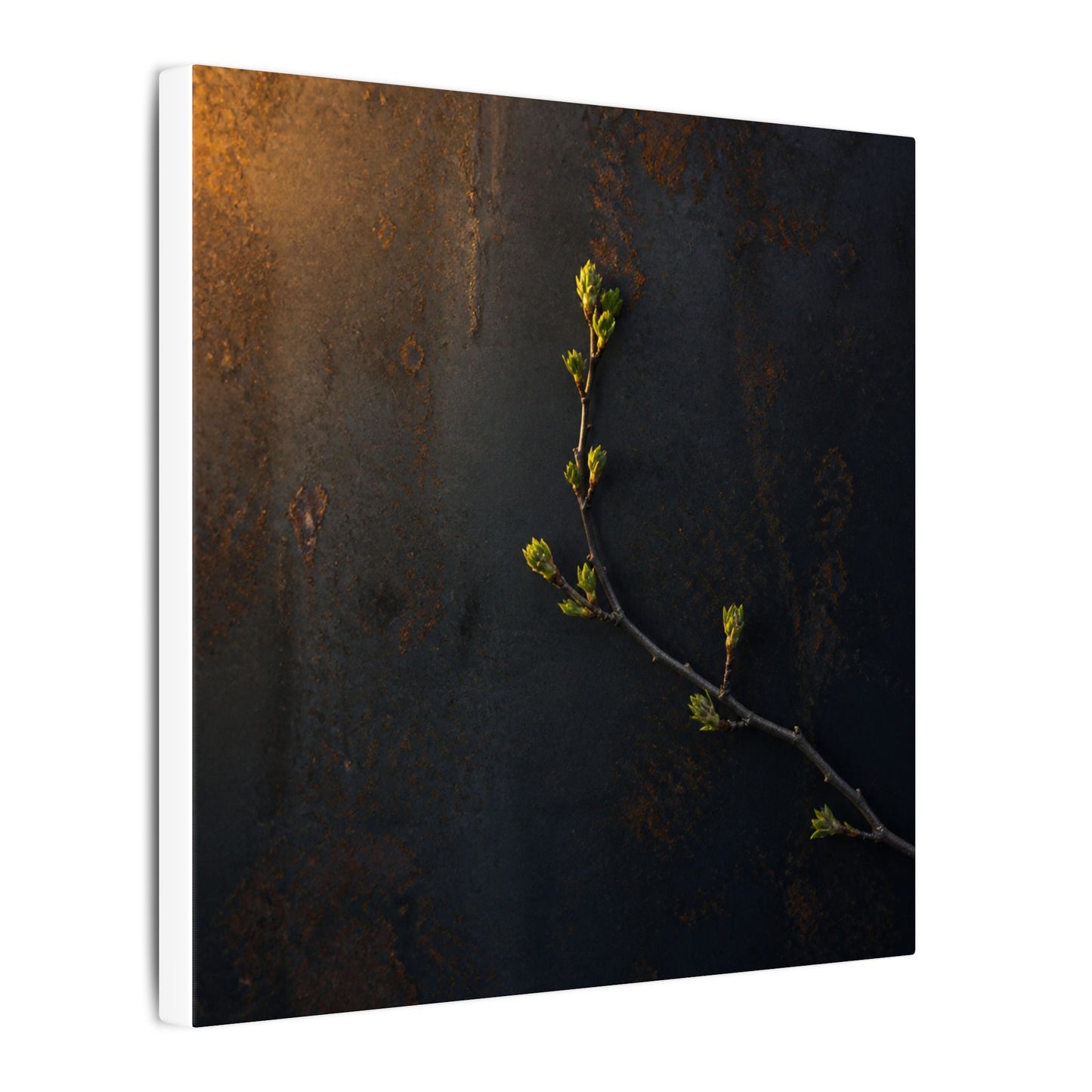 Dark Japandi Rust Patina in Golden Hour | Moody Minimal Canvas Art