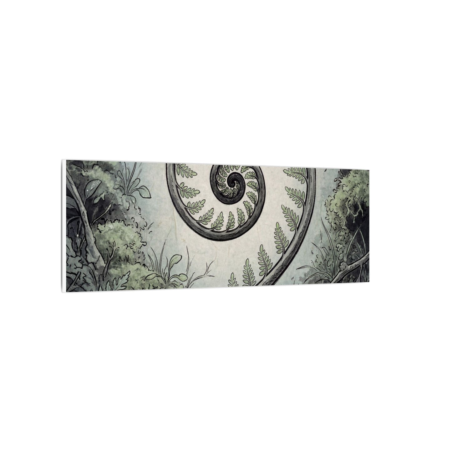 Zen Fern Unfurling in Dawn | Ukiyo E Inspired Canvas Art