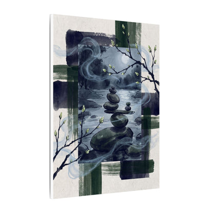 Moonlight River Stones Canvas Art - Zen Shibui