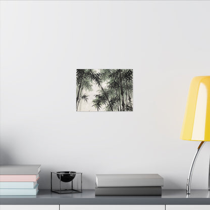 Zen Bamboo Grove in Overcast | Sumi E Canvas Art