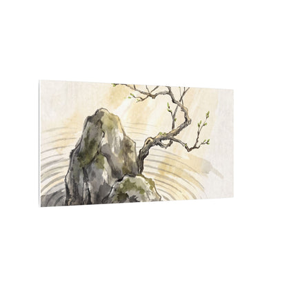 Serene Rock Garden Canvas Art - Sumi E Zen