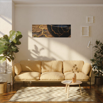 Golden Hour Cracked Earth Canvas Art - Kintsugi Fukinsei