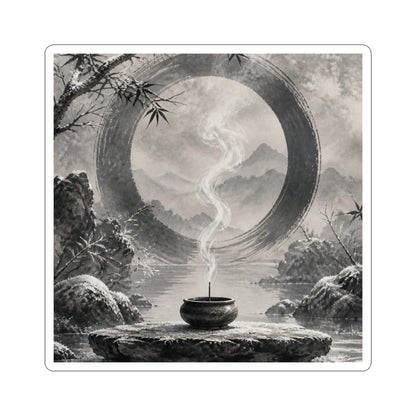 Seijaku Incense Smoke Sticker - Zen Sumi E