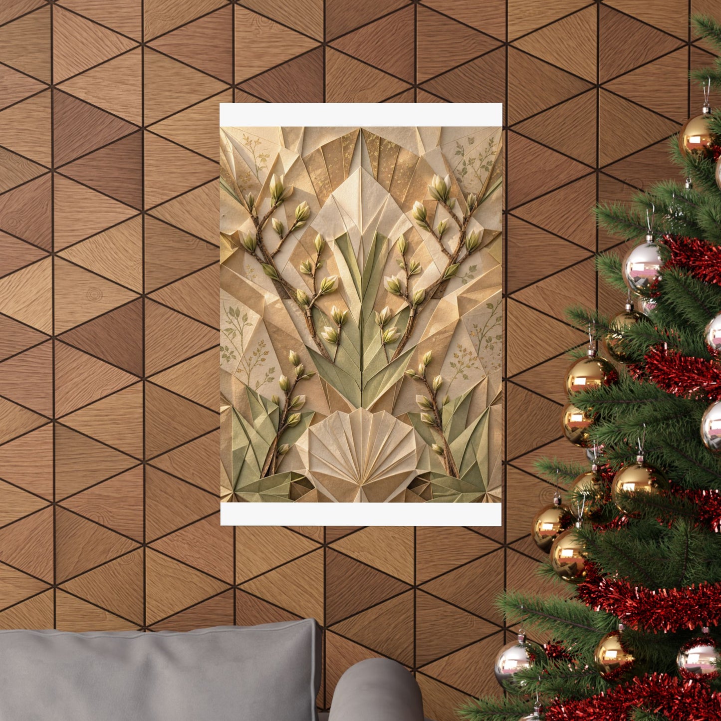 Paper Fold Japanese Pattern Wall Art Print | Warm Japandi Art