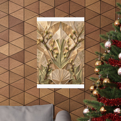 Paper Fold Japanese Pattern Wall Art Print | Warm Japandi Art