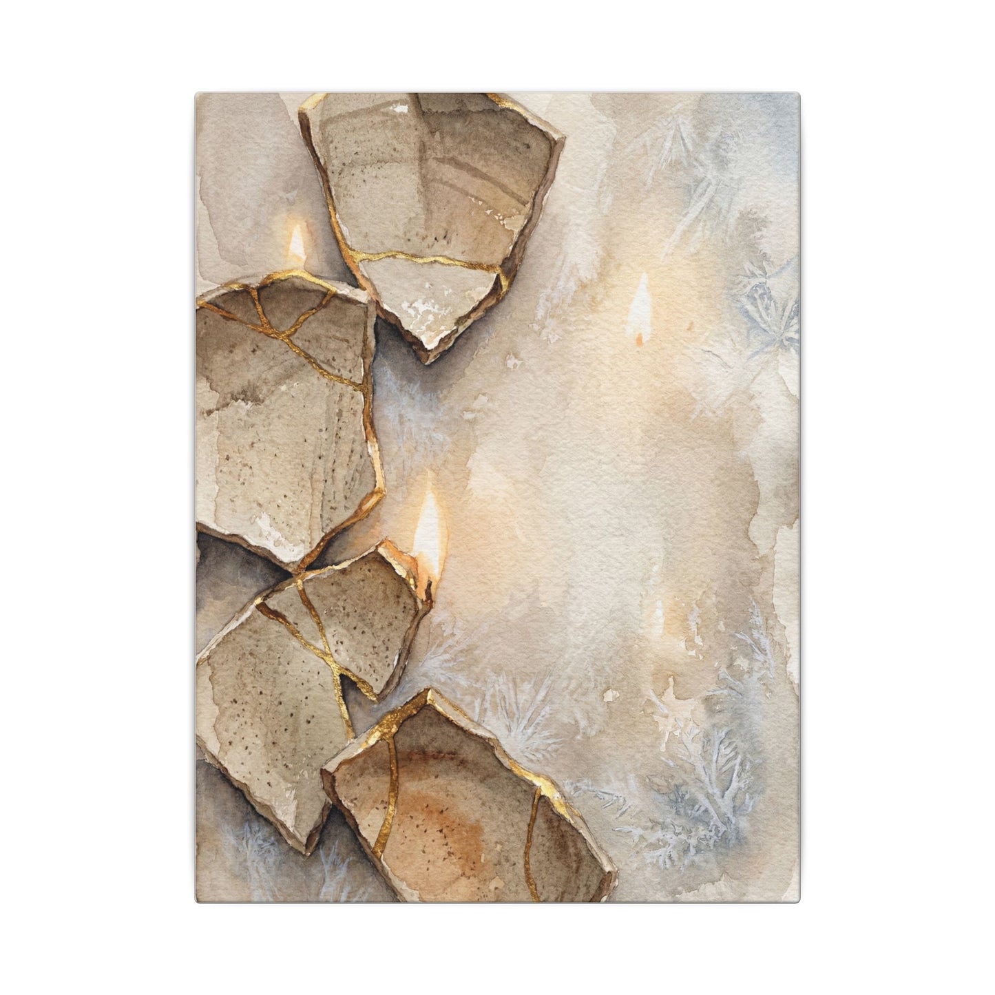 Broken Pottery Winter Canvas Art | Japandi Warm Design