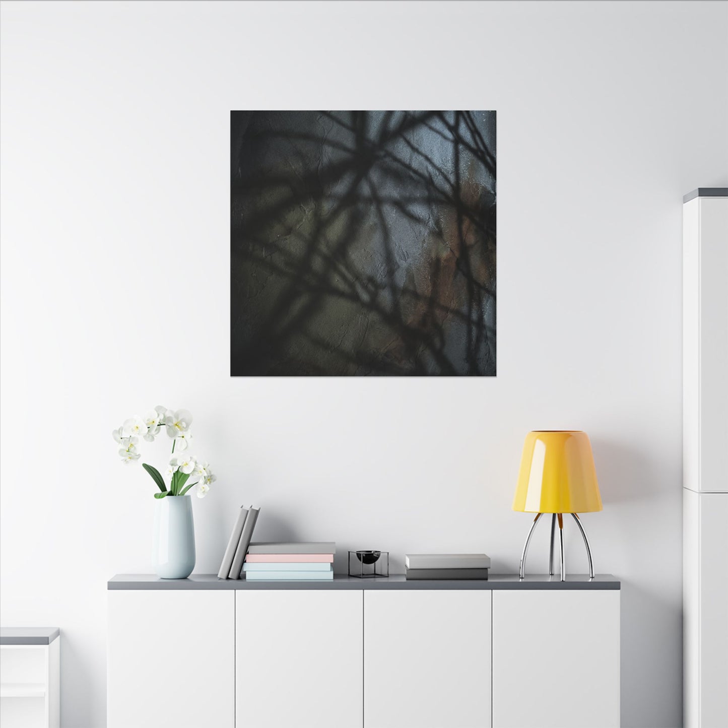 Shadow Play Dark Texture Canvas Art | Sophisticated Dark Japandi Art