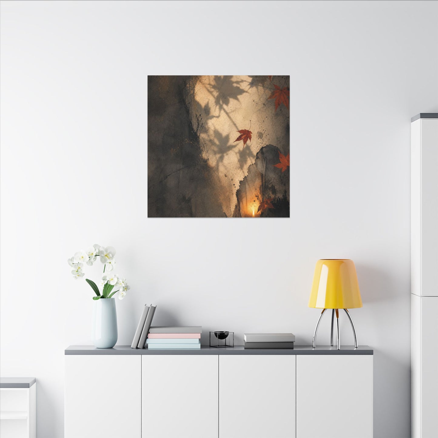 Shadow Play Texture Canvas Art | Neutral Japandi Art
