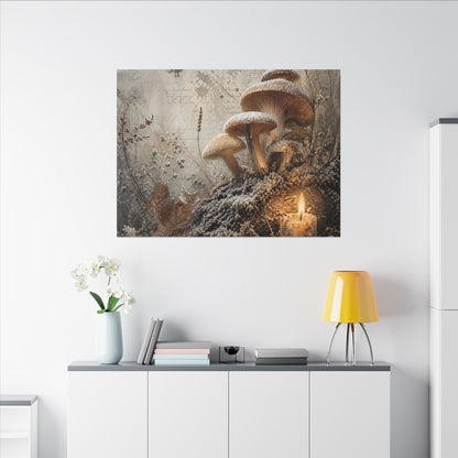 Wild Mushrooms Texture Canvas Art | Elegant Japandi Art