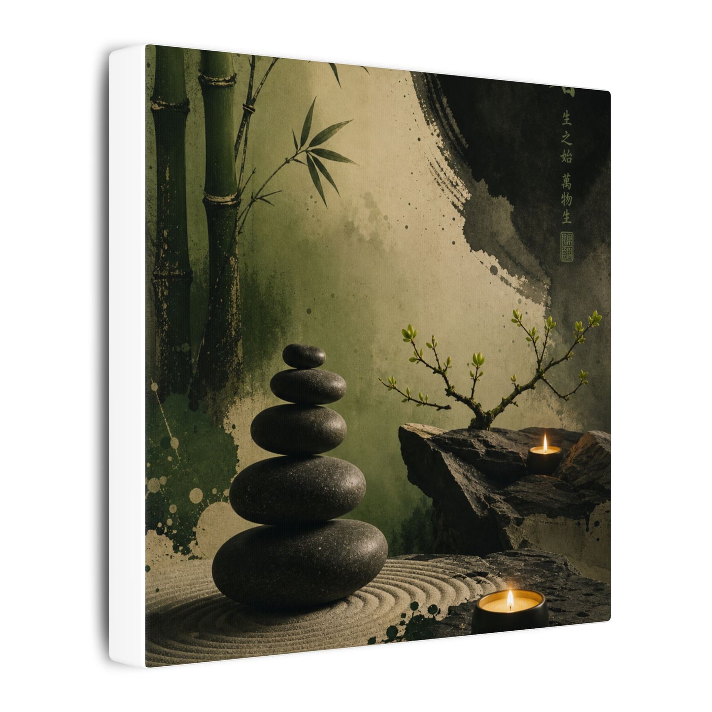 River Stones Spring Canvas Art | Zen Contemplative Design