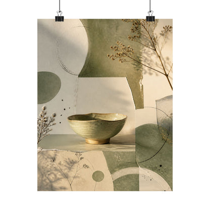 Ma Ceramic Bowl Wall Art Print - Japandi Minimal Line