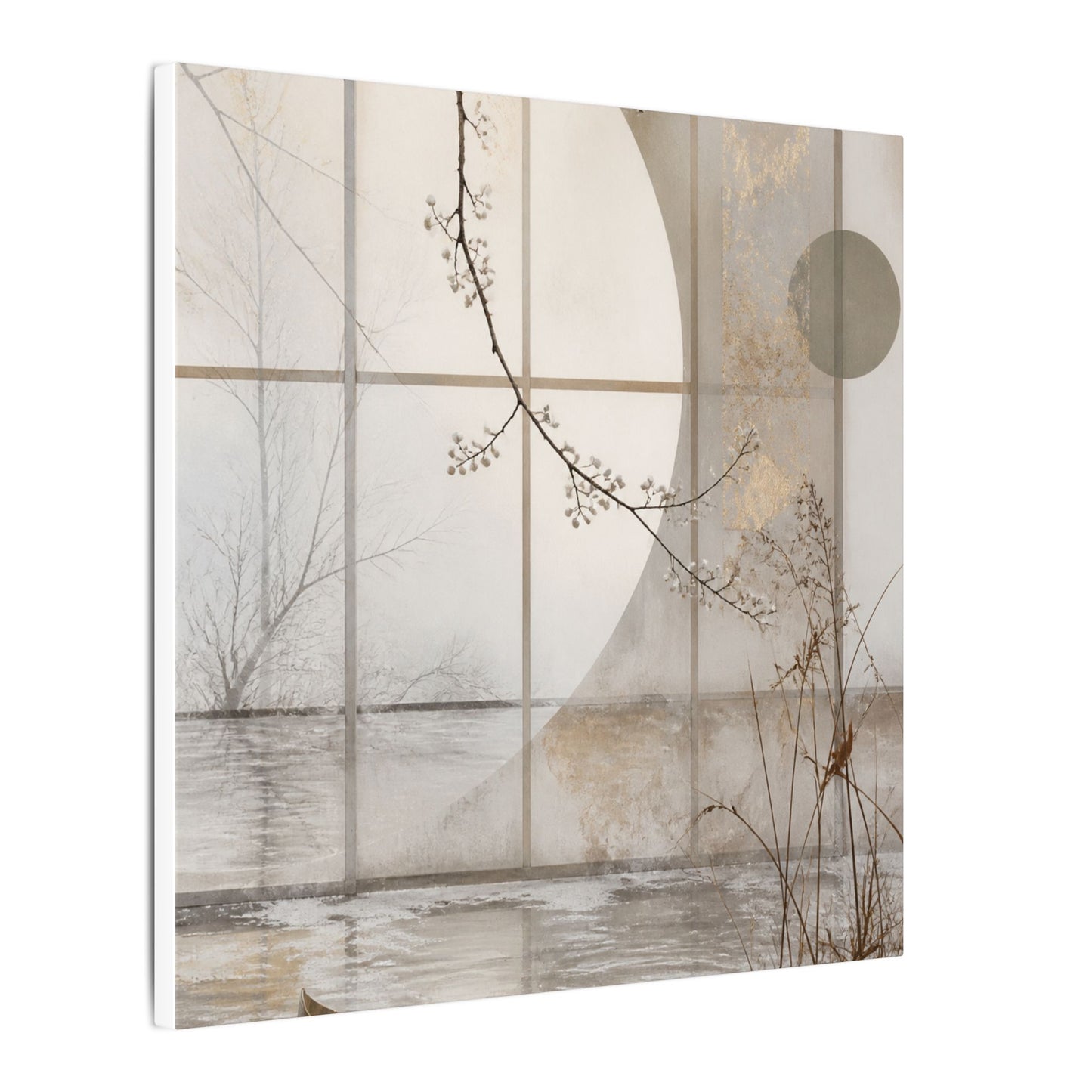 Winter Shoji Screen Japanese Pattern Canvas Art | Elegant Decor
