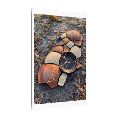 Winter Broken Pottery Gold Vein Canvas Art | Beautiful Decor