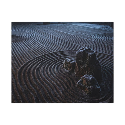 Moonlight Rock Garden Canvas Art - Dark Japandi Seijaku