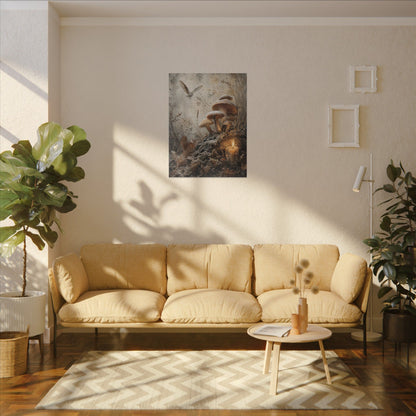 Wild Mushrooms Texture Canvas Art | Elegant Japandi Art