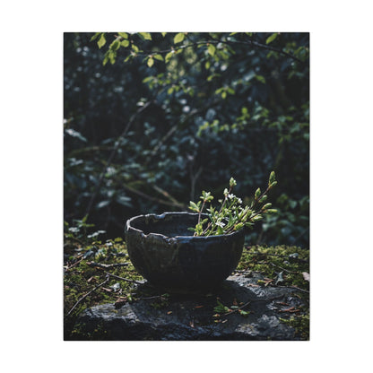 Dappled Ceramic Bowl Canvas Art - Dark Japandi Datsuzoku